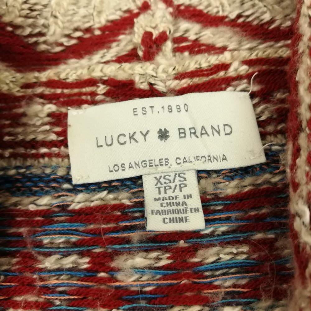 Lucky Brand Open Front Cardigan Tribal Aztec Southwestern Navajo Sweater $90 - Picture 5 of 10